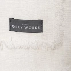 The Grey Works Frayed Edge French Linen Tablecloth Or Throw In White - Large