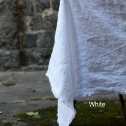 The Grey Works Frayed Edge French Linen Tablecloth Or Throw - White Homewares