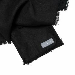 The Grey Works Frayed Edge Linen Napkin - Black Homewares