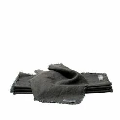 The Grey Works Frayed Edge Linen Napkin - Charcoal Grey Homewares