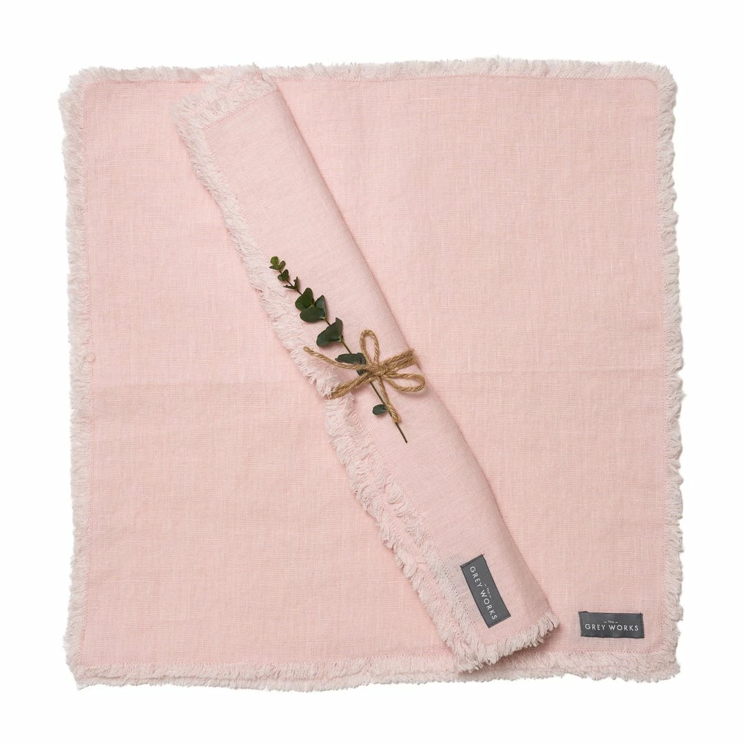 Top 10 β€οΈ The Grey Works Homewares Frayed Edge Linen Napkin - Light Pink π 3 The Grey Works Homewares Frayed Edge Linen Napkin - Light Pink