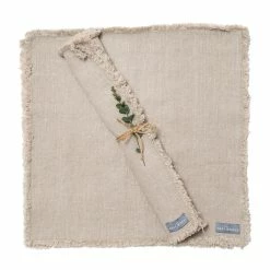 The Grey Works Frayed Edge Linen Napkin - Natural Homewares