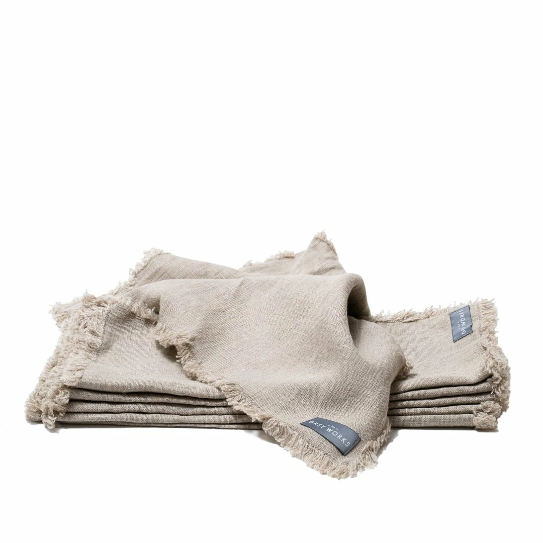 Coupon ⌛ The Grey Works Frayed Edge Linen Napkin - Natural Homewares 🤩 6 The Grey Works Frayed Edge Linen Napkin - Natural Homewares