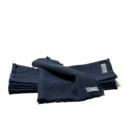 Budget ✨ The Grey Works Frayed Edge Linen Napkin - Navy Homewares 🎁 9 The Grey Works Frayed Edge Linen Napkin - Navy Homewares