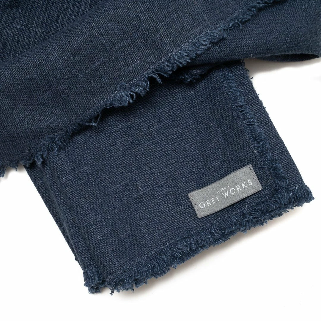 Budget ✨ The Grey Works Frayed Edge Linen Napkin - Navy Homewares 🎁 6 The Grey Works Frayed Edge Linen Napkin - Navy Homewares