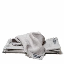 The Grey Works Frayed Edge Linen Napkin - Pale Grey Homewares