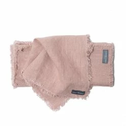 The Grey Works Homewares Frayed Edge Linen Napkin - Shell Pink