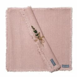 The Grey Works Homewares Frayed Edge Linen Napkin - Shell Pink