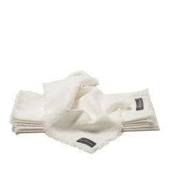 The Grey Works Frayed Edge Linen Napkin - White