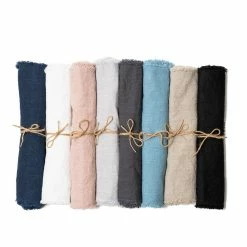 The Grey Works Frayed Edge Linen Placemats - Black