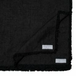 The Grey Works Frayed Edge Linen Placemats - Black
