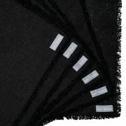 The Grey Works Frayed Edge Linen Placemats - Black
