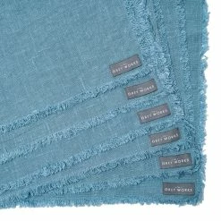 The Grey Works Frayed Edge Linen Placemats - Blue