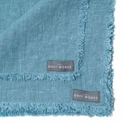 The Grey Works Frayed Edge Linen Placemats - Blue