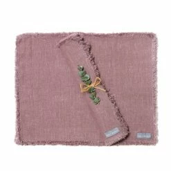 The Grey Works Frayed Edge Linen Placemats - Damson Homewares