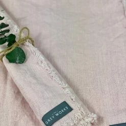 The Grey Works Homewares Frayed Edge Linen Placemats - Light Pink