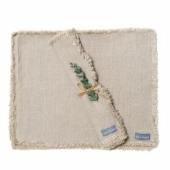 The Grey Works Frayed Edge Linen Placemats - Natural Homewares