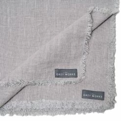The Grey Works Frayed Edge Linen Placemats - Pale Grey Homewares
