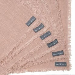 The Grey Works Homewares Frayed Edge Linen Placemats - Shell Pink