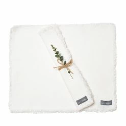The Grey Works Frayed Edge Linen Placemats - White
