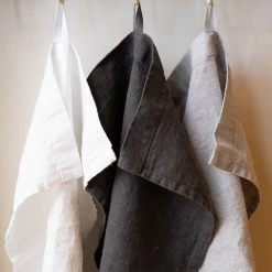 The Grey Works French Linen Hand Towel - White