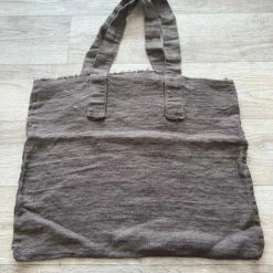 The Grey Works Linens French Linen Tote Bag - Charcoal Grey