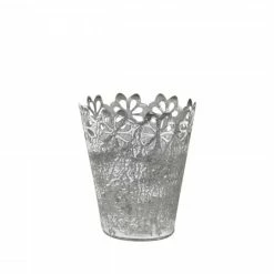 The Grey Works French Style Zinc Flower Pot With Floral Detail Homewares