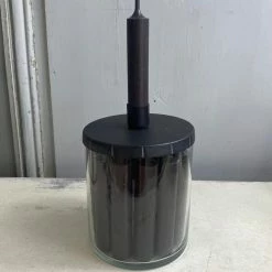 The Grey Works Glass Candle Holder With Twelve Dinner Candles In Black