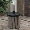 The Grey Works Glass Candle Holder With Twelve Dinner Candles In Taupe