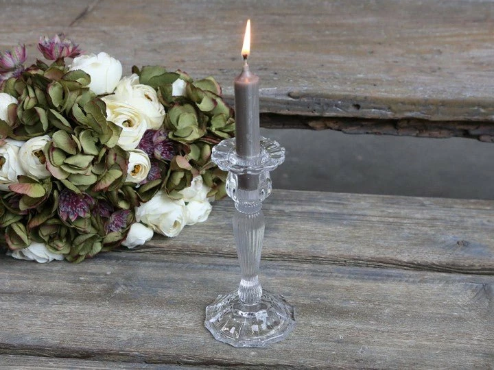 Buy π― The Grey Works Clear Glass Candlestick With Grooves βοΈ 5 The Grey Works Clear Glass Candlestick With Grooves