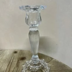 The Grey Works Clear Glass Candlestick With Grooves