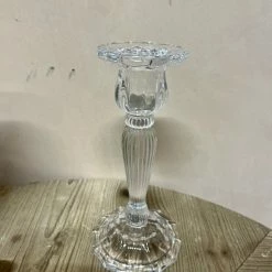 The Grey Works Clear Glass Candlestick With Grooves