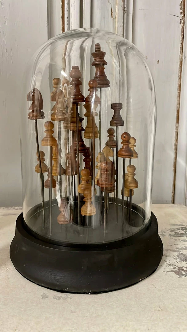Discount ๐ The Grey Works Glass Dome With Wooden Chess Pieces ๐ 4 The Grey Works Glass Dome With Wooden Chess Pieces