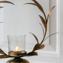 The Grey Works Golden Laurel Leaf Candleholder