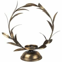 The Grey Works Golden Laurel Leaf Candleholder