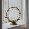 The Grey Works Golden Laurel Leaf Candleholder