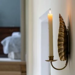 The Grey Works Homewares Golden Leaf Sconce Wall Candle Holder