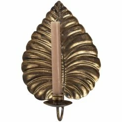 The Grey Works Homewares Golden Leaf Sconce Wall Candle Holder