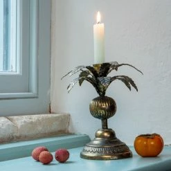 The Grey Works Homewares Golden Palm Candlestick