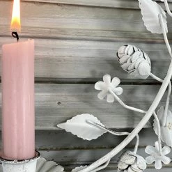 The Grey Works Hanging White Metal Leaf Candelabra With Candle