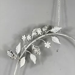 The Grey Works Hanging White Metal Leaf Candelabra With Candle