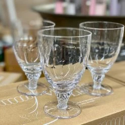 The Vintage List Homewares Set Of Six Crystal Bistro Glasses With Lens Design