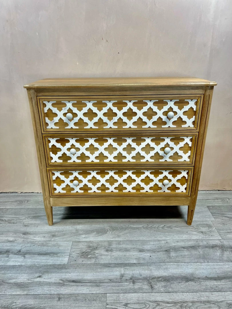 Brand new ๐ The Grey Works Furniture Fleur Chest Of Drawers In Pale Wood With White Detailing ๐คฉ 6 The Grey Works Furniture Fleur Chest Of Drawers In Pale Wood With White Detailing