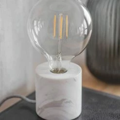 The Grey Works Lighting White Marble Table Lamp