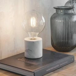 The Grey Works Lighting White Marble Table Lamp