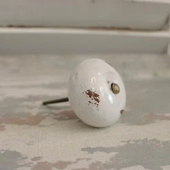 The Grey Works Large Round White Ceramic Door Knob