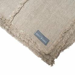 The Grey Works Large Seamed French Linen Tablecloth With A Frayed Edge - Natural Tablecloths