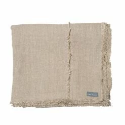 The Grey Works Large Seamed French Linen Tablecloth With A Frayed Edge - Natural Tablecloths