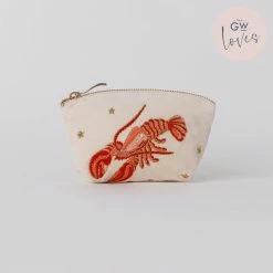 Elizabeth Scarlett Lobster Cream Velvet Coin Purse