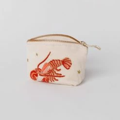 Elizabeth Scarlett Lobster Cream Velvet Coin Purse